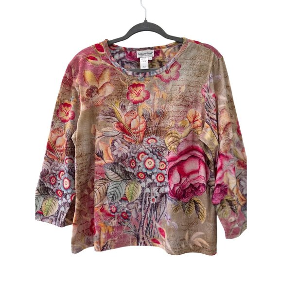 Coldwater Creek Floral Print Womens Long Sleeve Top L Fairy Bohemian - Picture 10 of 10